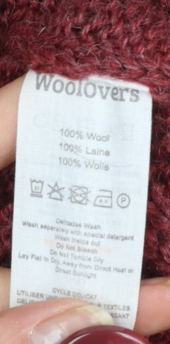 WoolOvers Women's Red Long Wool Cable Knit Cardigan L