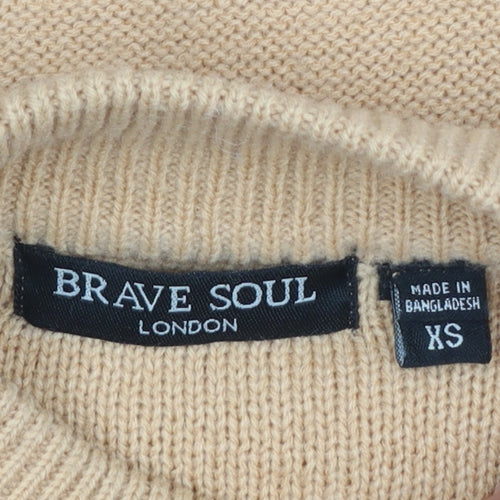 Brave Soul Women’s Beige Mock Neck Knit Jumper XS