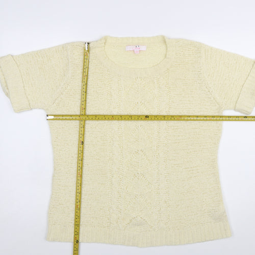 Julipa Women Beige Short Sleeve Open Knit Pullover Jumper Size 16/18