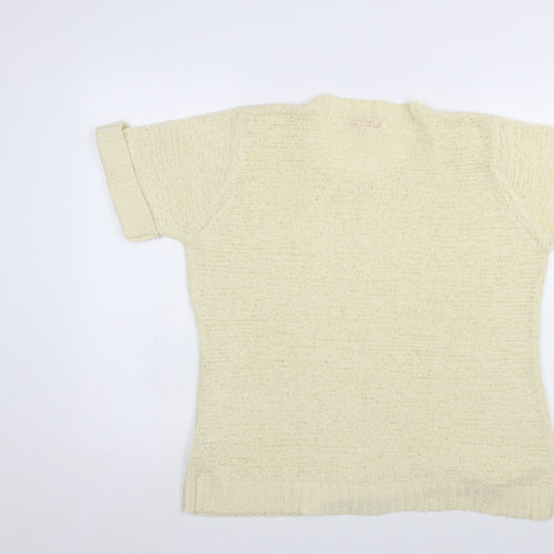 Julipa Women Beige Short Sleeve Open Knit Pullover Jumper Size 16/18