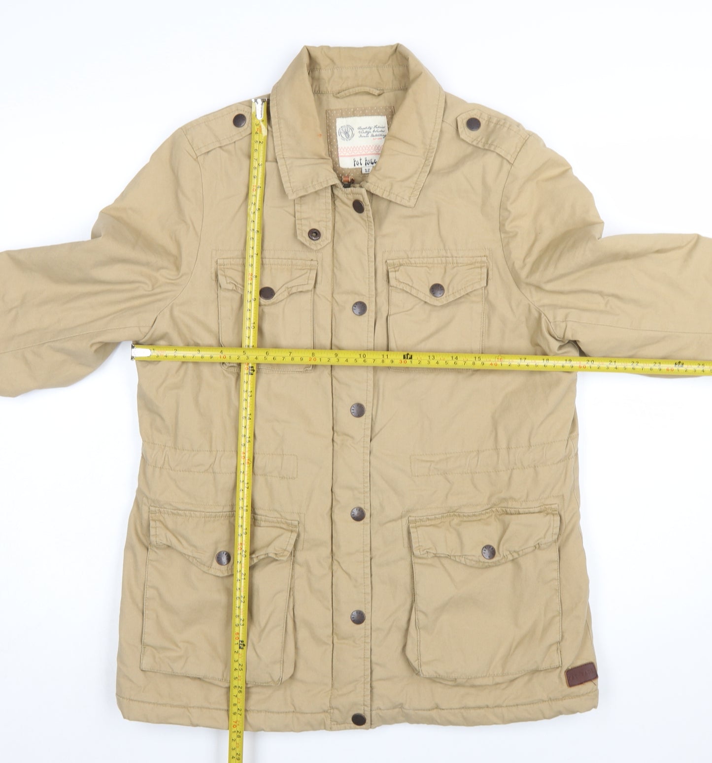 Fat Face Women Beige Size 12 Military Cotton Jacket