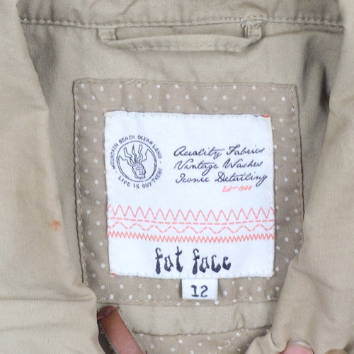 Fat Face Women Beige Size 12 Military Cotton Jacket