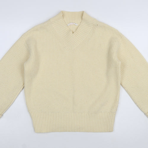 John Lewis ANYDAY Women Ivory Knit V-Neck Pullover Jumper XS