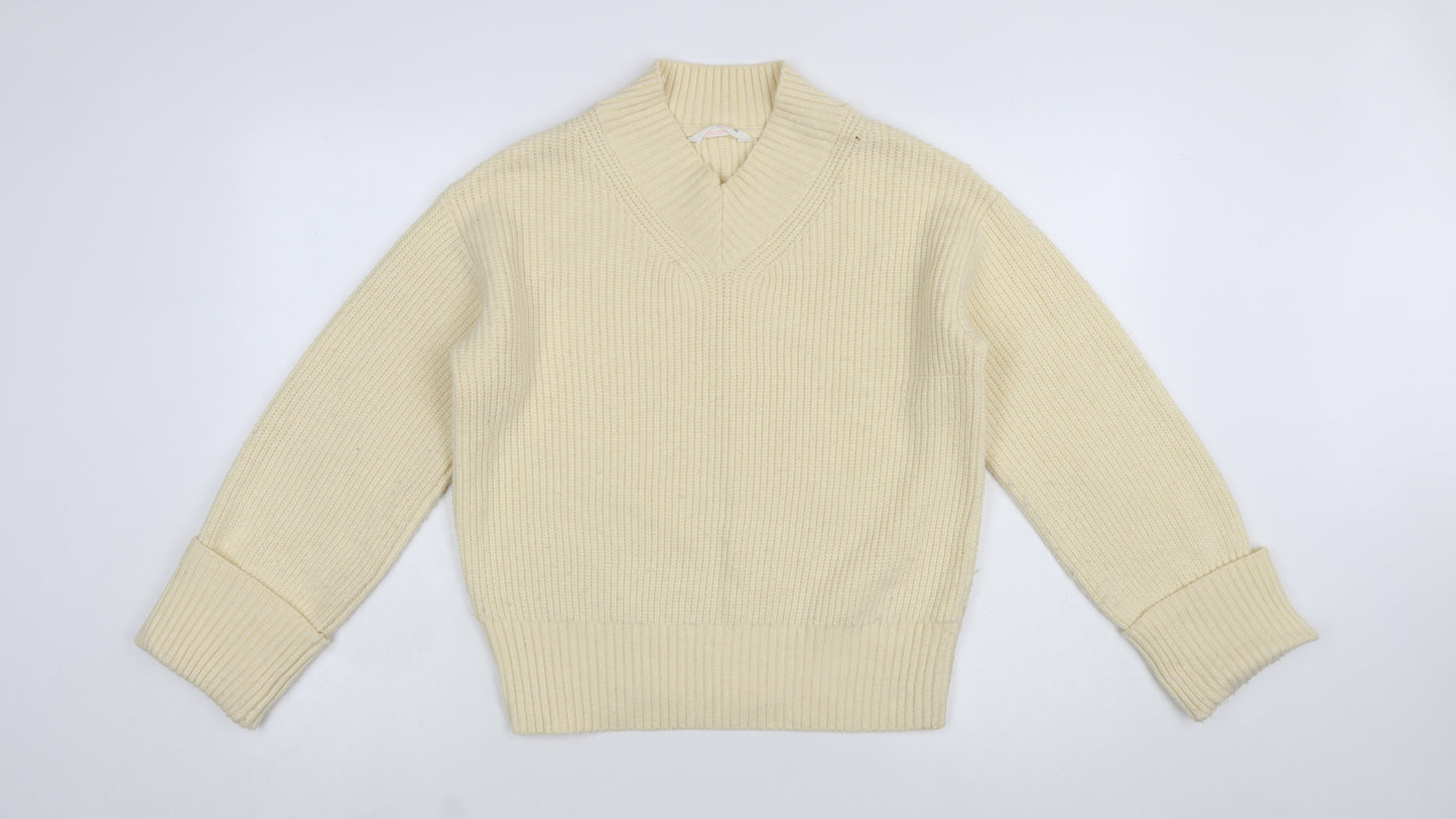 John Lewis ANYDAY Women Ivory Knit V-Neck Pullover Jumper XS