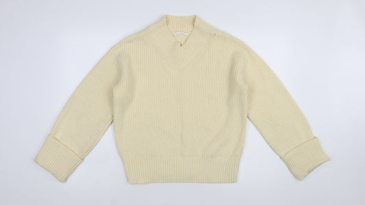 John Lewis ANYDAY Women Ivory Knit V-Neck Pullover Jumper XS
