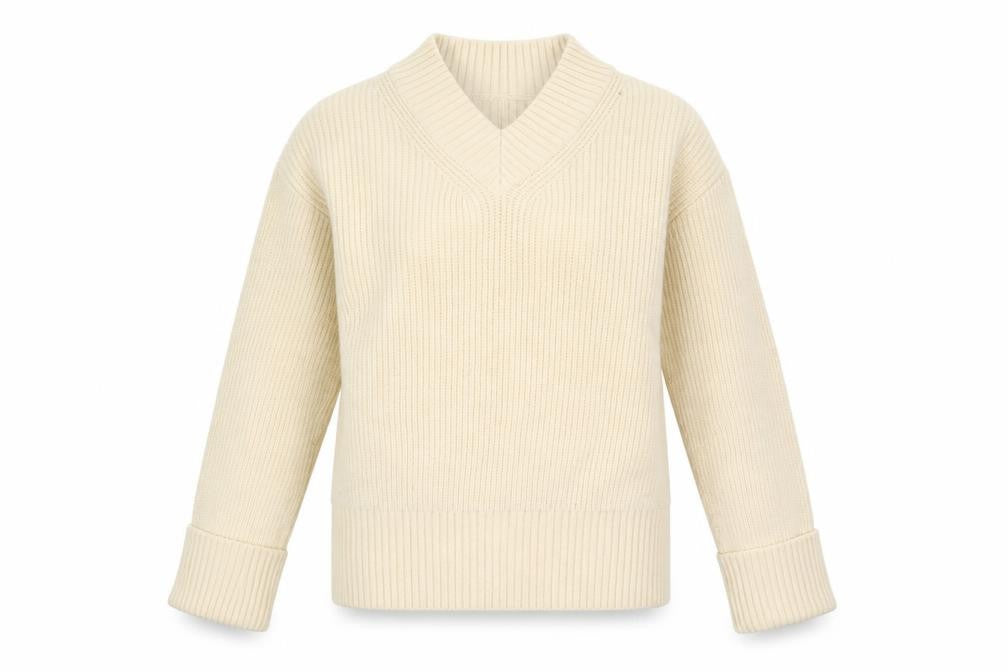 John Lewis ANYDAY Women Ivory Knit V-Neck Pullover Jumper XS