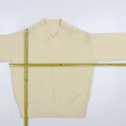 John Lewis ANYDAY Women Ivory Knit V-Neck Pullover Jumper XS