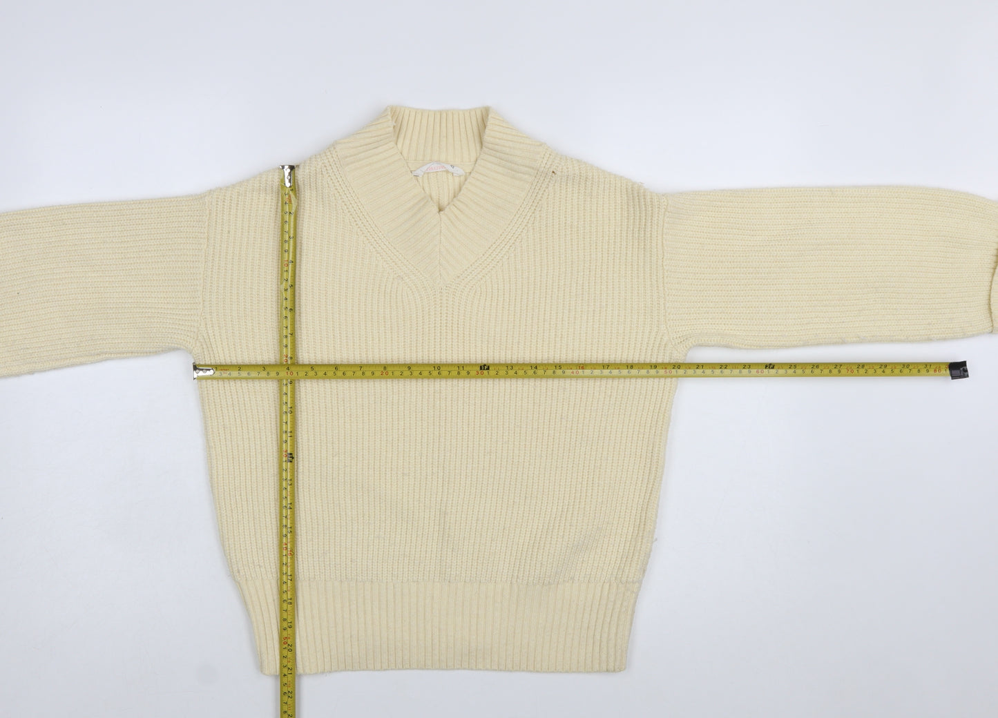 John Lewis ANYDAY Women Ivory Knit V-Neck Pullover Jumper XS