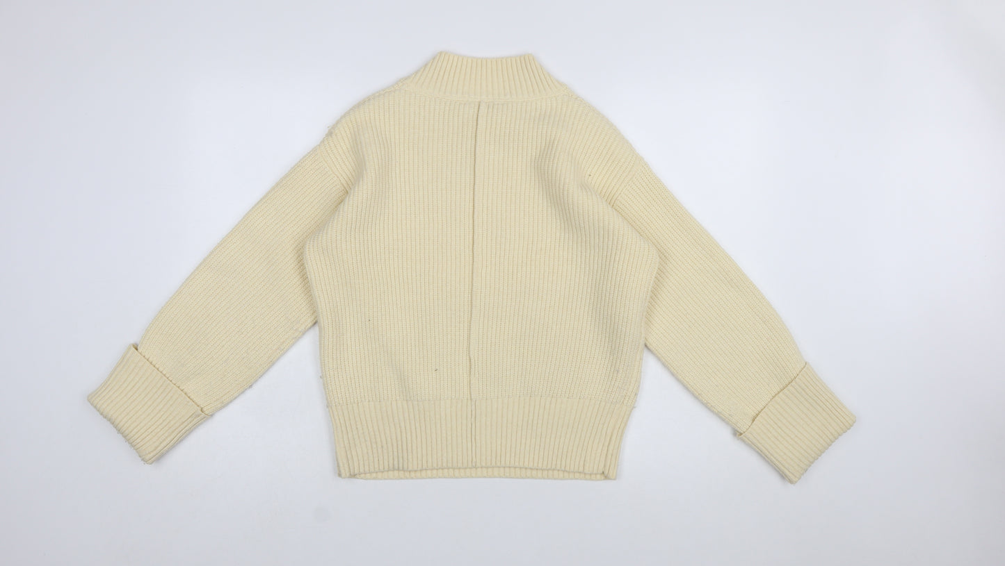 John Lewis ANYDAY Women Ivory Knit V-Neck Pullover Jumper XS