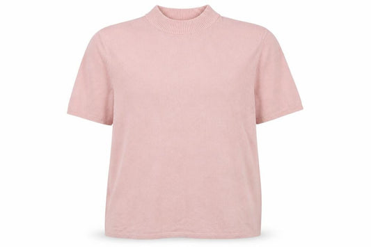 Front view of Julipa Women Pink Mock Neck Short Sleeve jumper, size 20