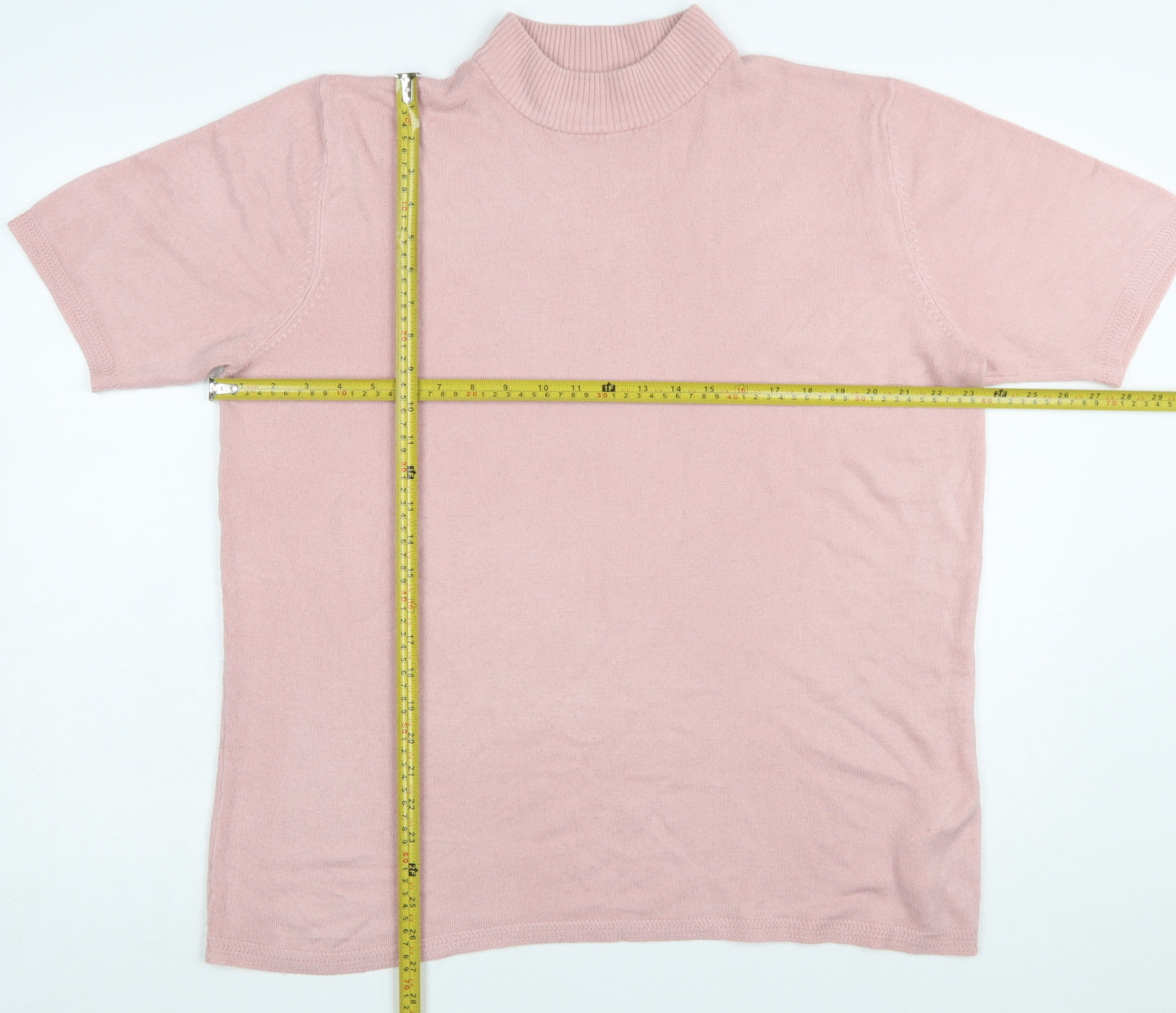 Julipa Women Pink Mock Neck Short Sleeve Pullover Jumper Size 20