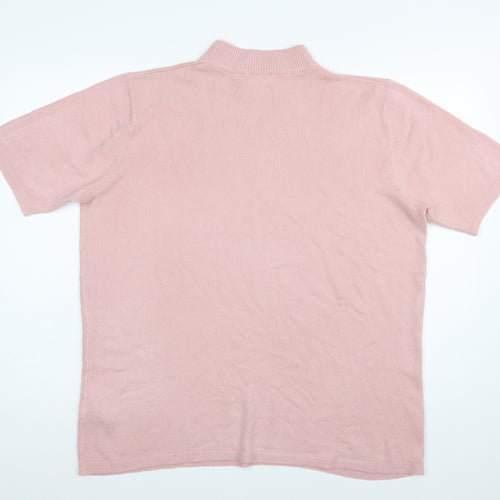 Julipa Women Pink Mock Neck Short Sleeve Pullover Jumper Size 20