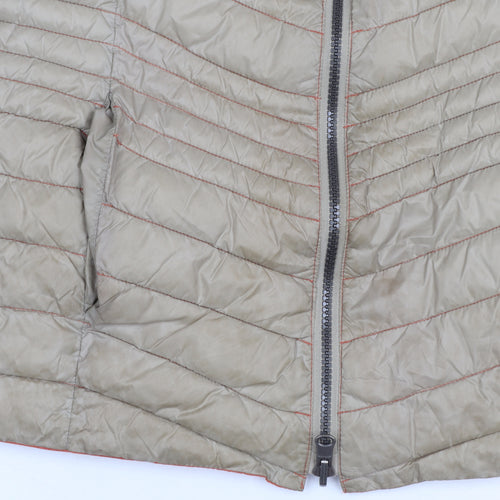 Barbara Lebek Women Beige Puffer Jacket Size 10 Quilted Mid-Length
