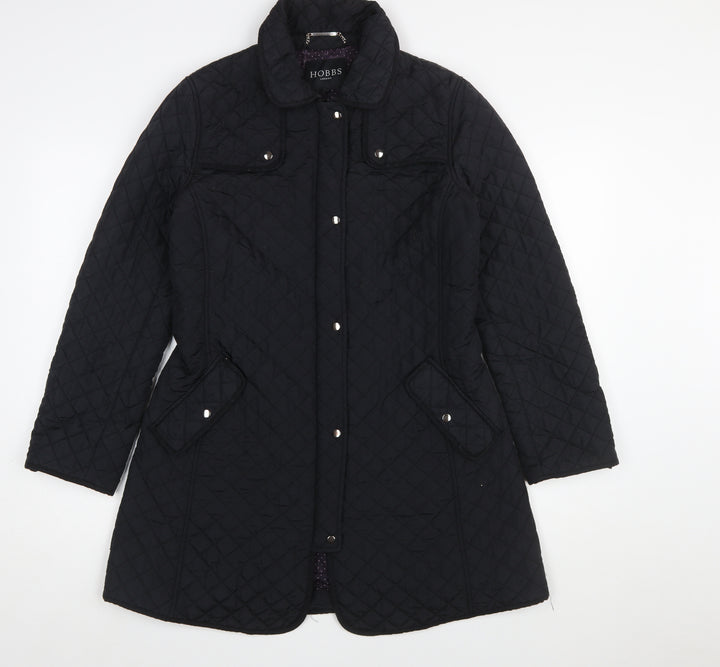 Hobbs Women’s Black Quilted Mid-Length Coat Size 10