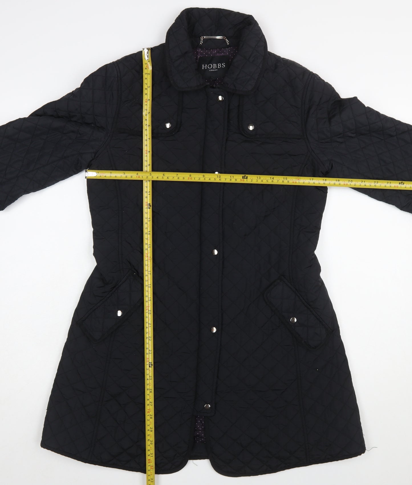 Hobbs Women’s Black Quilted Mid-Length Coat Size 10
