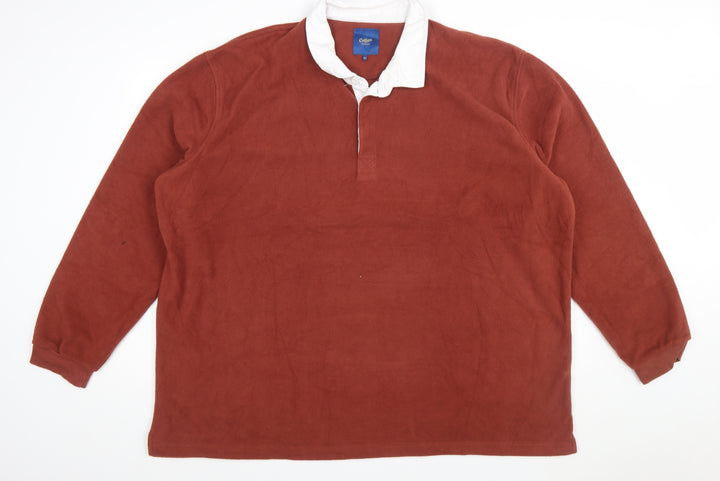 Cotton Traders Men's Brown 4XL Fleece Henley Sweatshirt