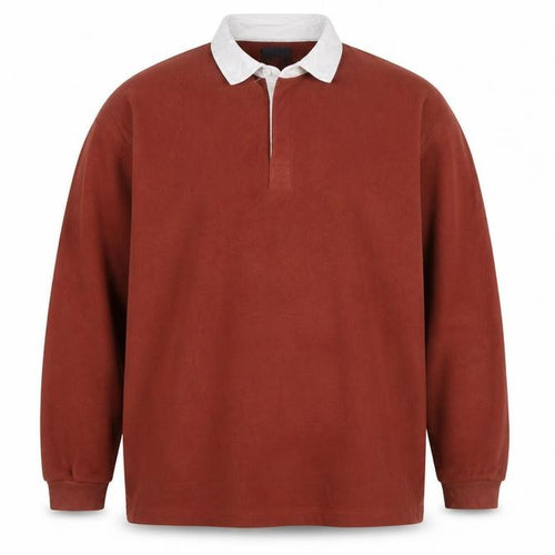 Cotton Traders Men's Brown 4XL Fleece Henley Sweatshirt