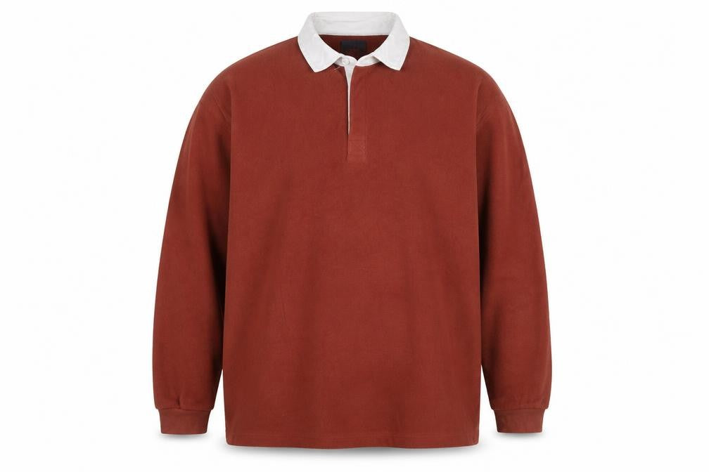 Cotton Traders Men's Brown 4XL Fleece Henley Sweatshirt