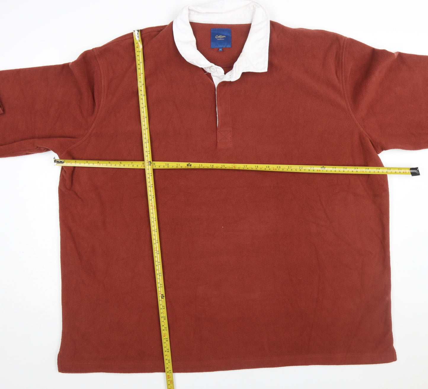 Cotton Traders Men's Brown 4XL Fleece Henley Sweatshirt
