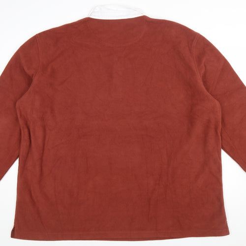 Cotton Traders Men's Brown 4XL Fleece Henley Sweatshirt