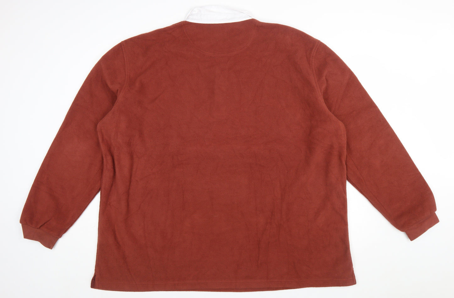 Cotton Traders Men's Brown 4XL Fleece Henley Sweatshirt