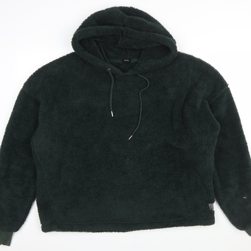 Urban Outfitters Women Dark Green Pullover Hoodie Size L Fleece Polyester