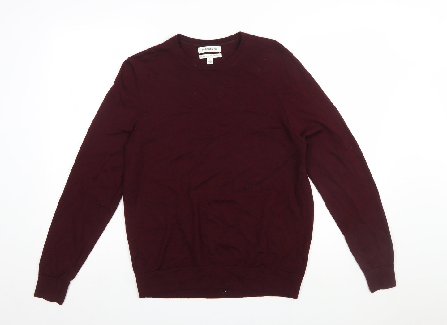 Marks and Spencer Men’s Red Merino Wool Crew Neck Jumper Size L