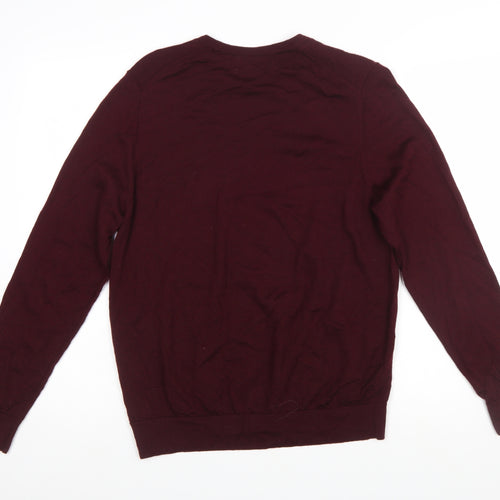 Marks and Spencer Men’s Red Merino Wool Crew Neck Jumper Size L