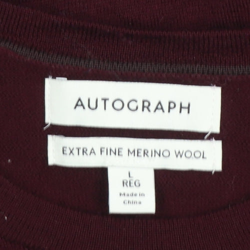 Marks and Spencer Men’s Red Merino Wool Crew Neck Jumper Size L