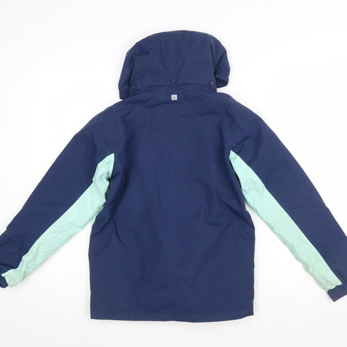 Mountain Warehouse Girls Blue Waterproof Hooded Parka Coat 11-12 Years