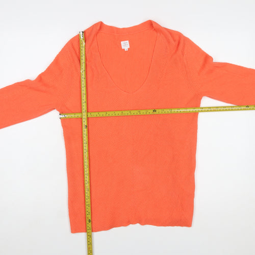 John Lewis Women’s Orange Cotton V-Neck Long Sleeve Jumper Size 10