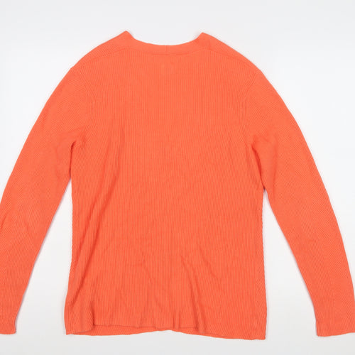 John Lewis Women’s Orange Cotton V-Neck Long Sleeve Jumper Size 10