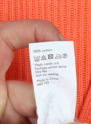 John Lewis Women’s Orange Cotton V-Neck Long Sleeve Jumper Size 10