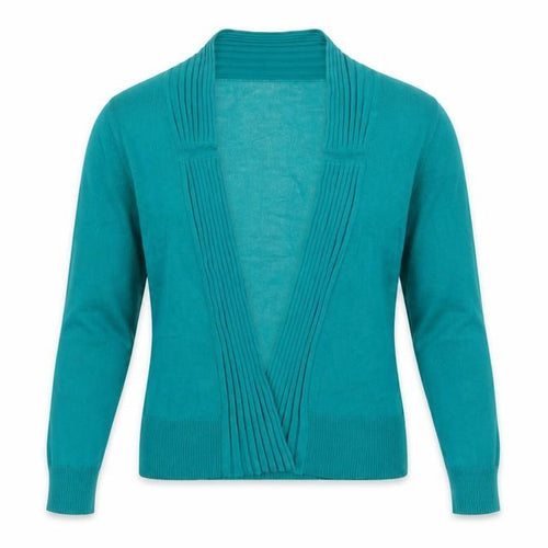 Monsoon Women Green Wrap Knit Long Sleeve V-Neck Blouse Size 10