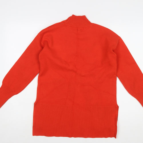 River Island Women's Red Mock Neck Button Detail Jumper Size S
