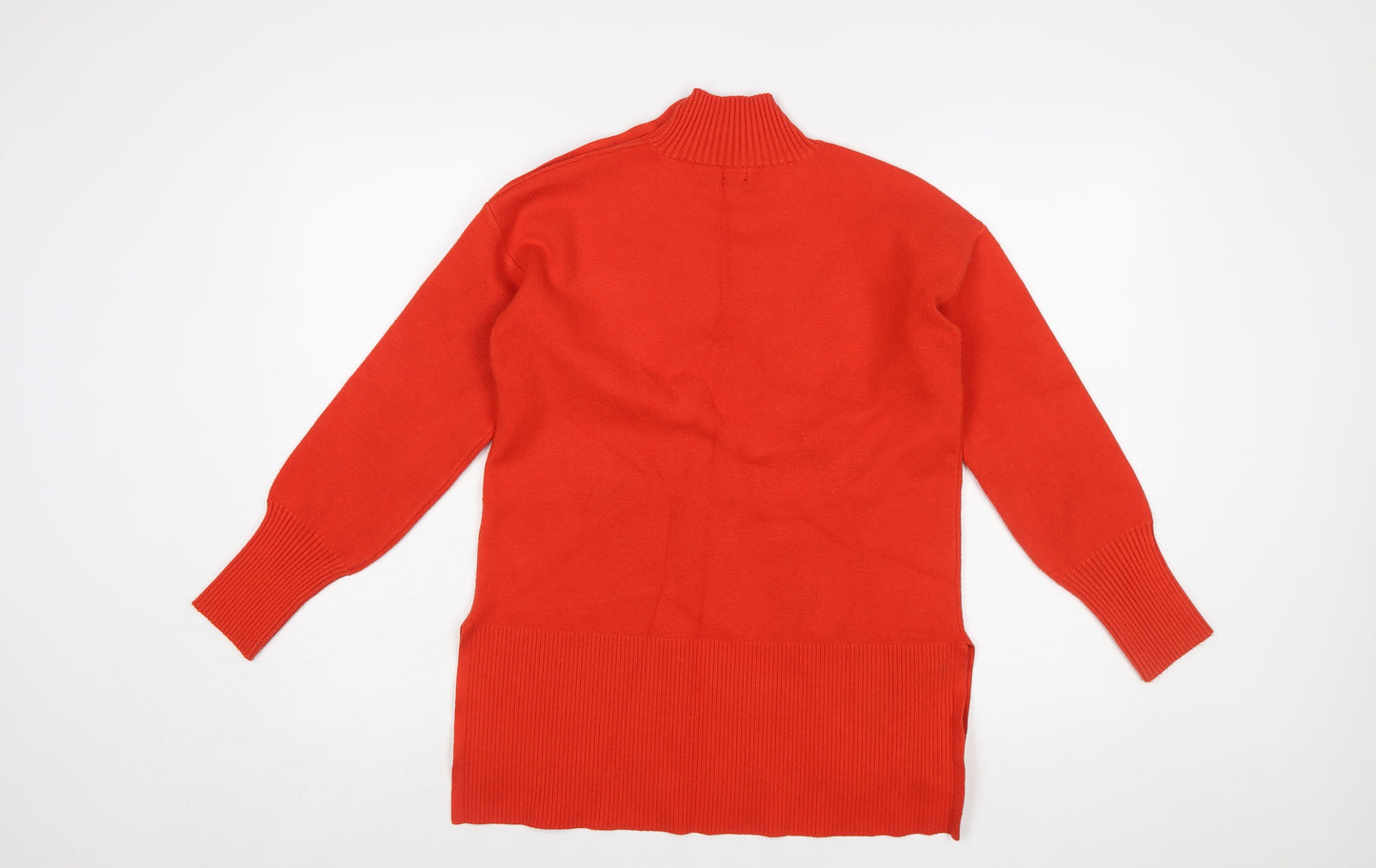 River Island Women's Red Mock Neck Button Detail Jumper Size S