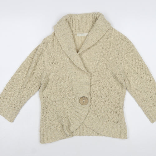 Marks and Spencer Women Beige Wool Blend Chunky Knit Cardigan UK 14