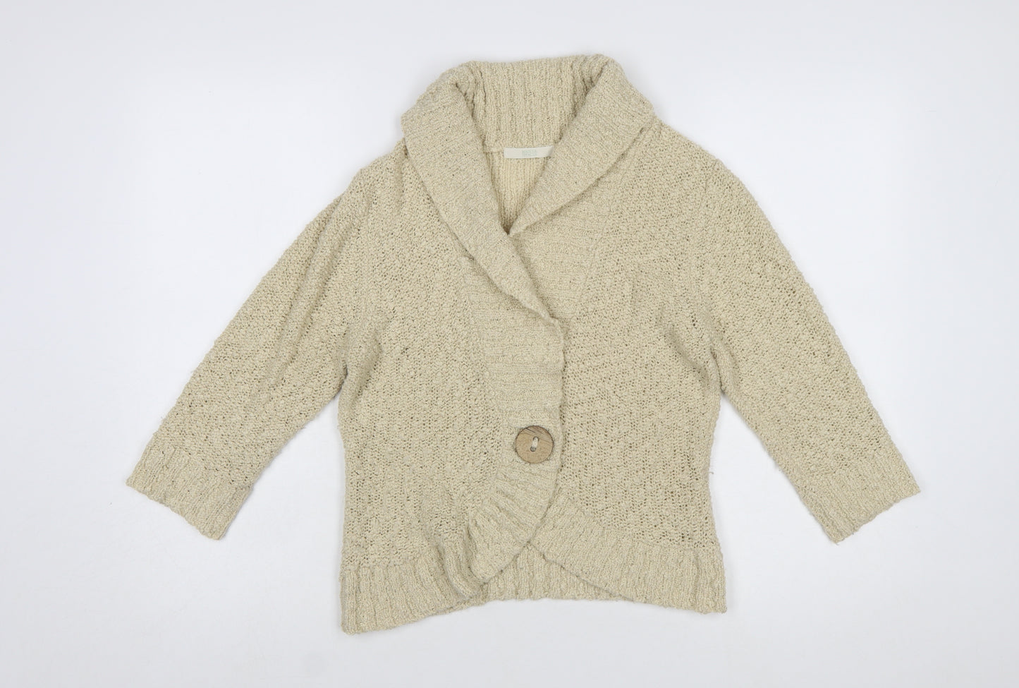 Marks and Spencer Women Beige Wool Blend Chunky Knit Cardigan UK 14