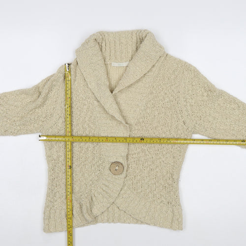 Marks and Spencer Women Beige Wool Blend Chunky Knit Cardigan UK 14