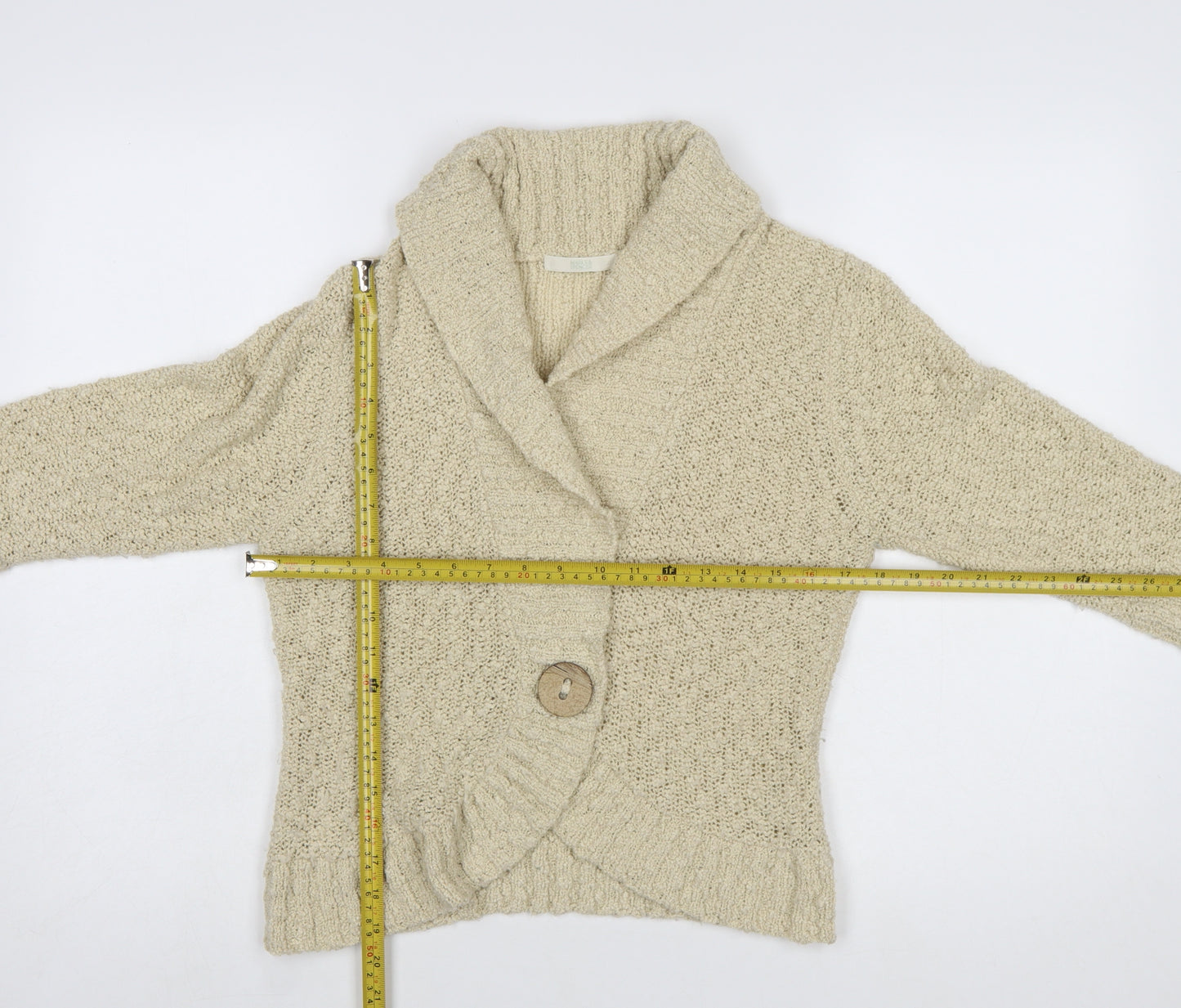 Marks and Spencer Women Beige Wool Blend Chunky Knit Cardigan UK 14