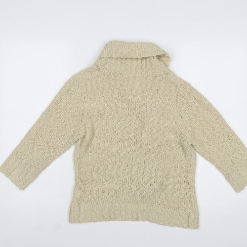 Marks and Spencer Women Beige Wool Blend Chunky Knit Cardigan UK 14