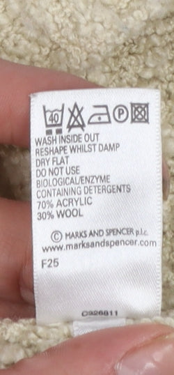 Marks and Spencer Women Beige Wool Blend Chunky Knit Cardigan UK 14