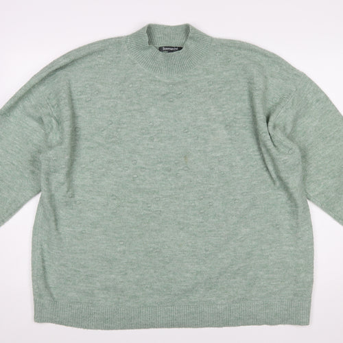 Bonmarché Women Green Size 22 Mock Neck Pullover Jumper