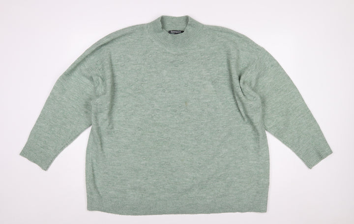 Bonmarché Women Green Size 22 Mock Neck Pullover Jumper