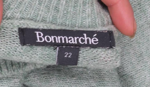 Bonmarché Women Green Size 22 Mock Neck Pullover Jumper