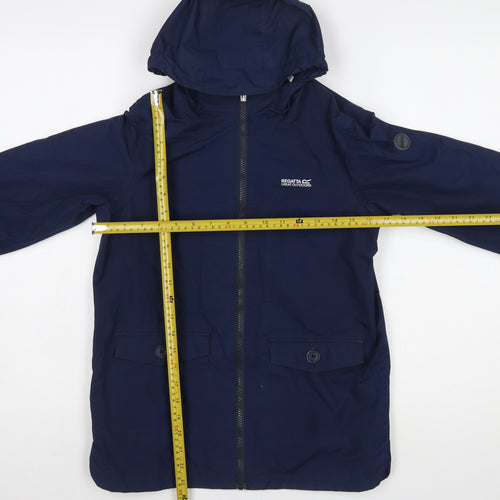 Regatta Boys Blue Hooded Rain Coat Jacket 11-12 Years Polyester