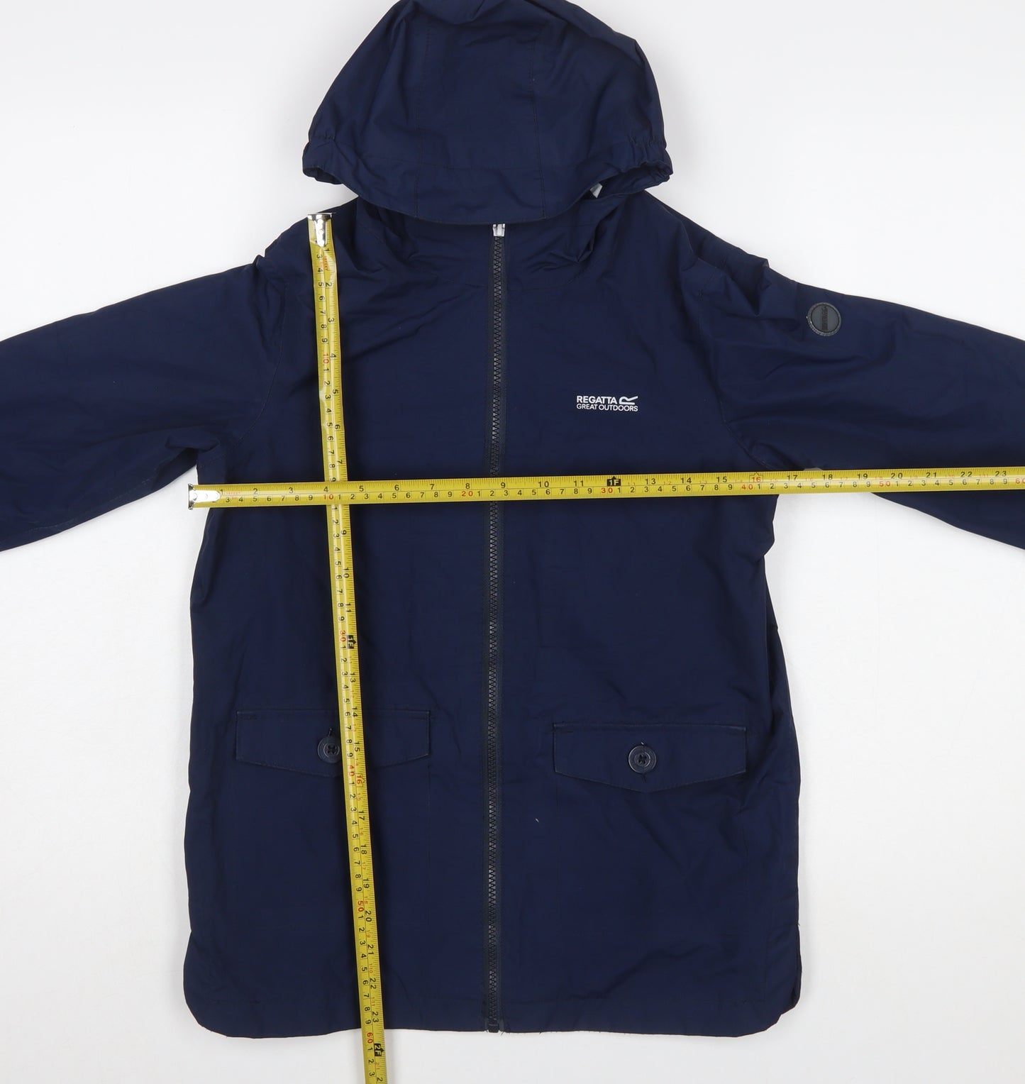 Regatta Boys Blue Hooded Rain Coat Jacket 11-12 Years Polyester