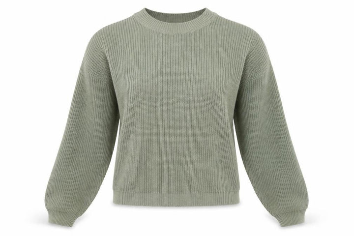 Hollister Women’s Green Chunky Knit Crew Neck Jumper Size S