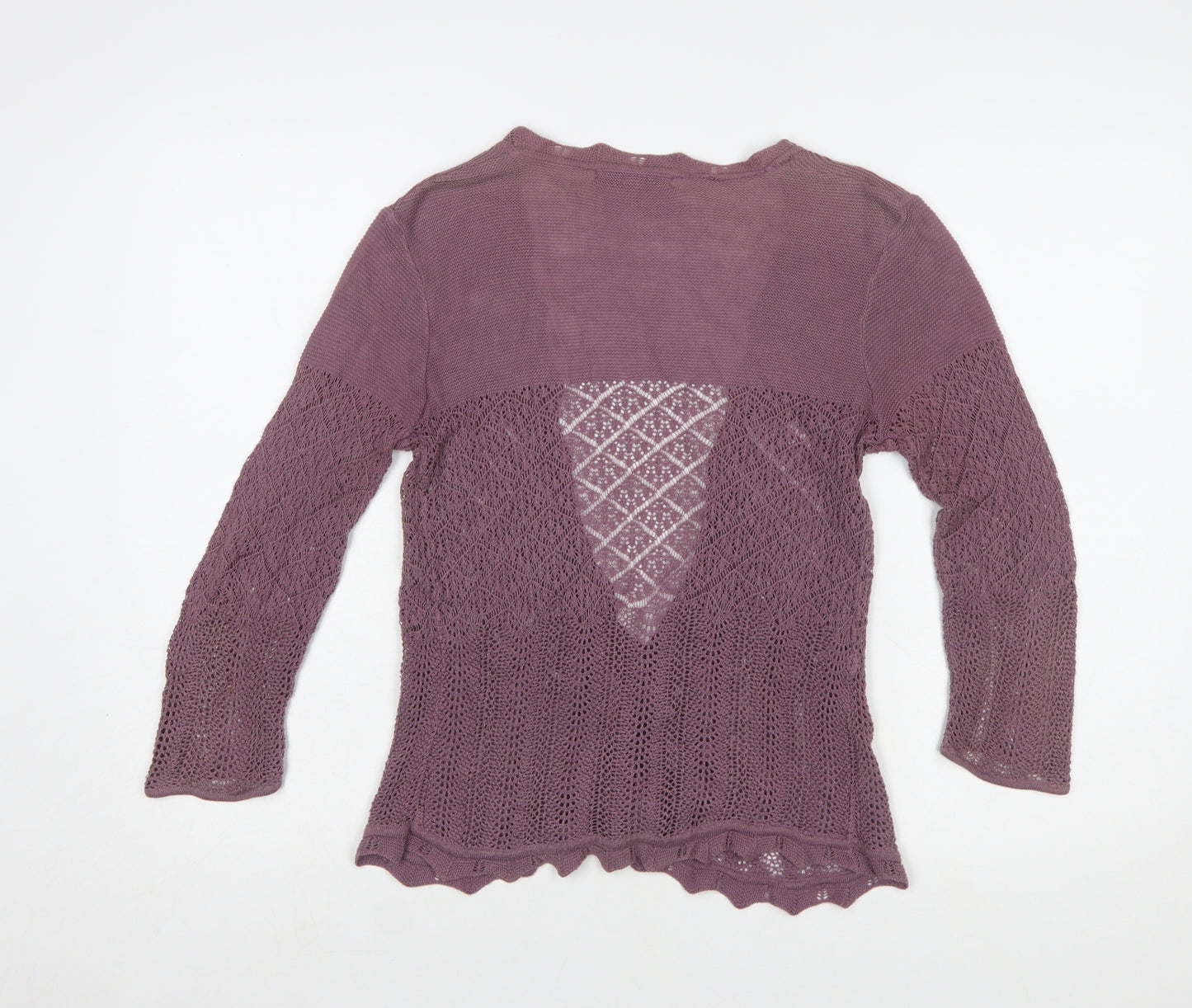 Laura Ashley Women Purple Open Knit Cardigan UK 10