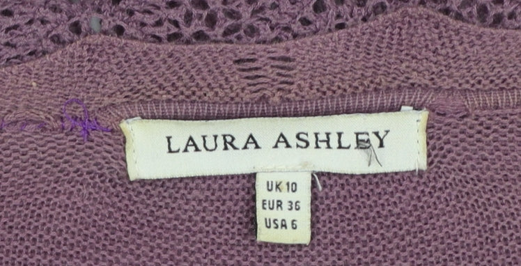 Laura Ashley Women Purple Open Knit Cardigan UK 10